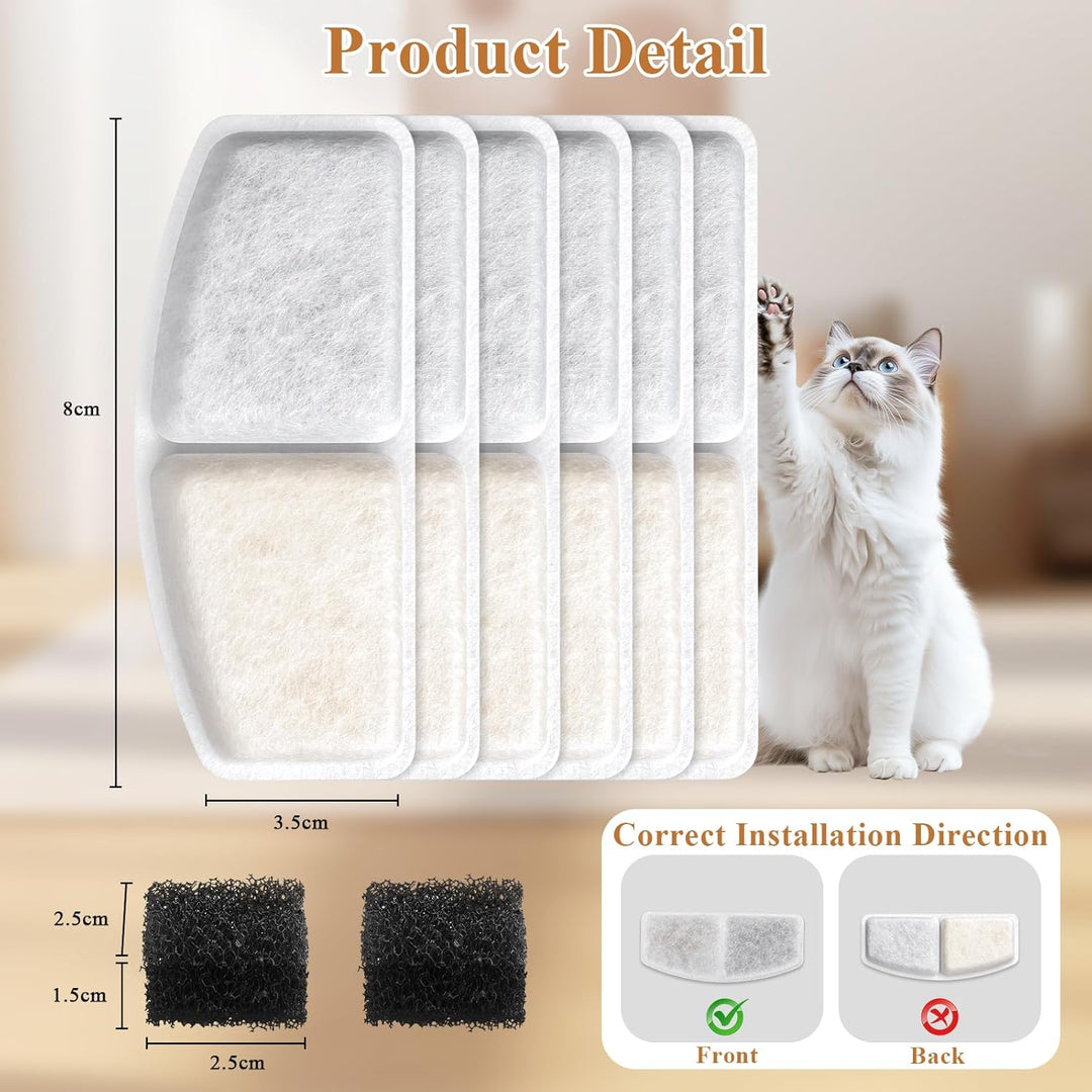 Teokantz 12 Stück Filter Katzenbrunnen + 12 Schaumstofffilters Kompatibel mit TOPPLEE ‎W04SP (Modell