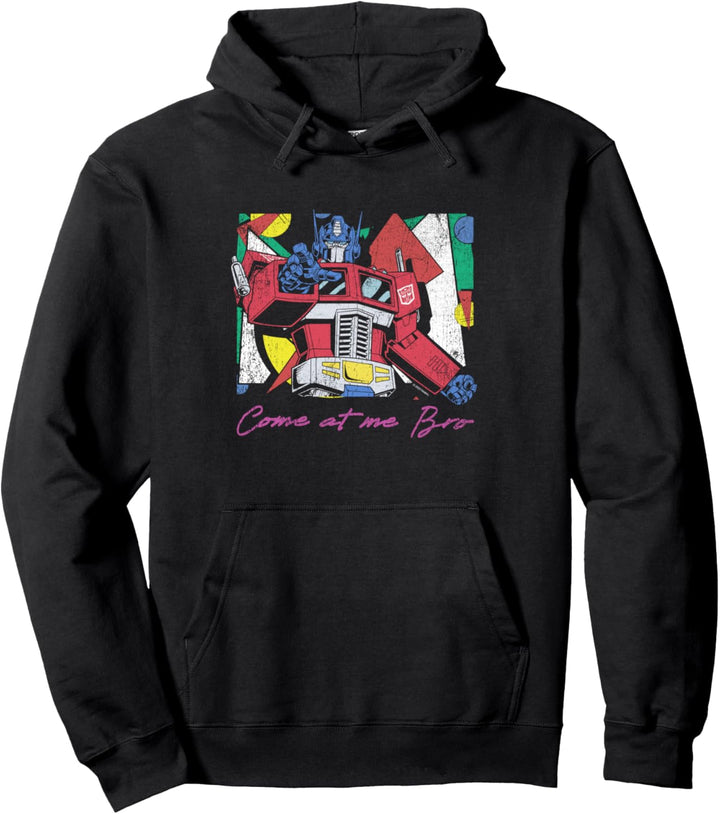 Transformers Optimus Prime Retro Fine Art Cubist Portrait Pullover Hoodie