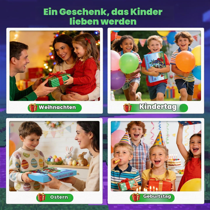 POPERFUN Magnetische Bausteine 600PCS, Magnetbausteine Kinder ab 3-12 Jahren, STEM Lernspielzeug Mag