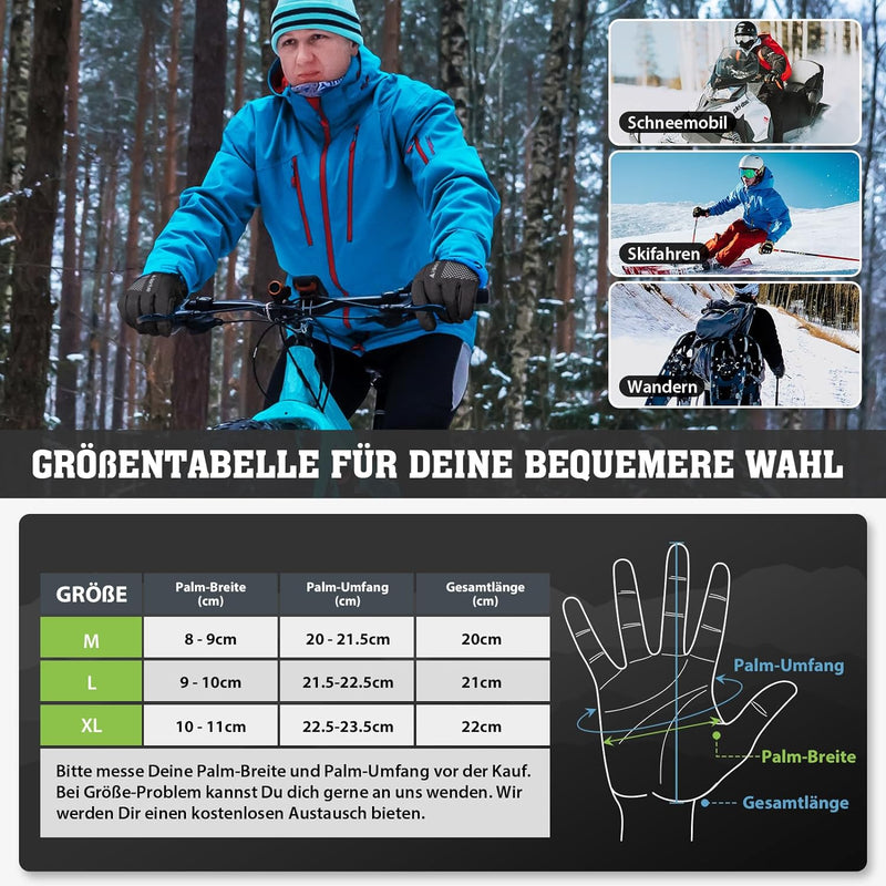 HIKENTURE Winterhandschuhe- [Mit 3M Thinsulate Insulation] - Warme Fahrradhandschuhe Herren Damen Wi