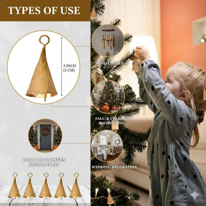 Vintage Rustikale Kuhglocken, Gold, Weihnachtsbaumschmuck, 20 Stück Hexe &amp; Kuhglocken Rustikales Glo