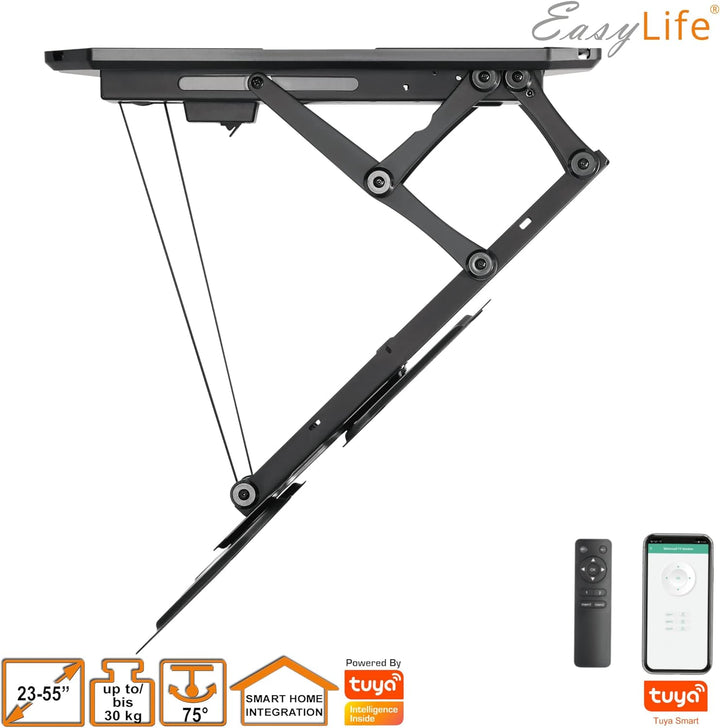 EasyLife TV Deckenhalterung für Fernseher elektrisch schwenkbar + Smart Home Integration, VESA Halte