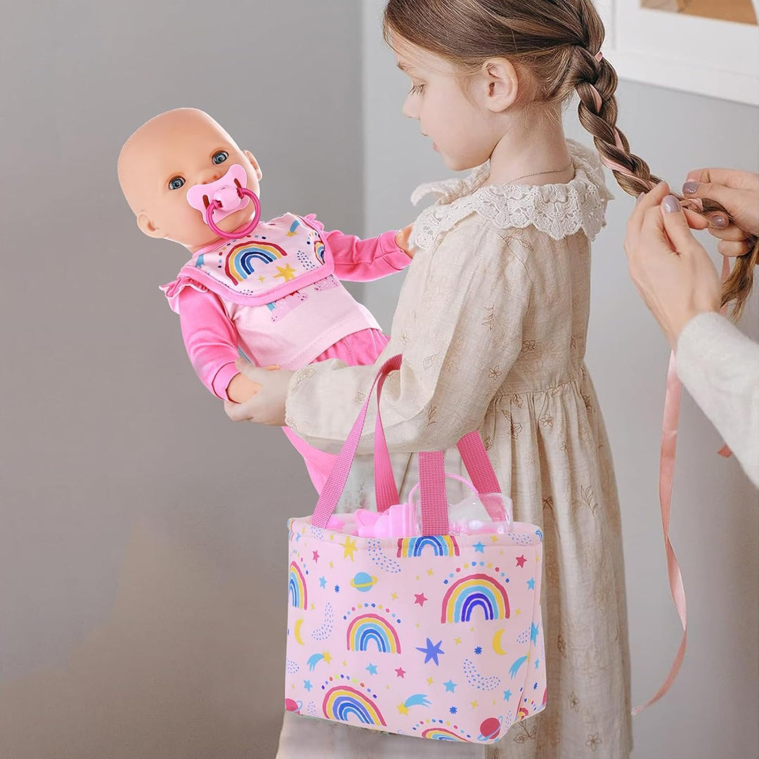 13 Teile Puppenzubehör Puppenkleidung Babypuppe Fütterung und Pflege Set für 18 Zoll und 43 cm Puppe