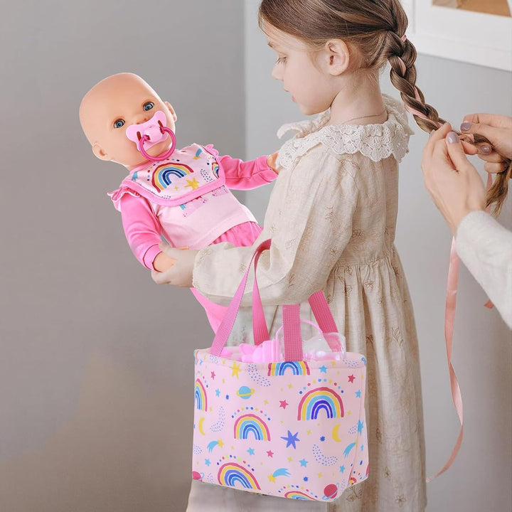 13 Teile Puppenzubehör Puppenkleidung Babypuppe Fütterung und Pflege Set für 18 Zoll und 43 cm Puppe