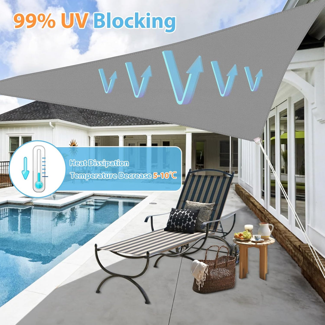 Sonnensegel Dreieckig, 3x3x3m, Sonnenschutz Wasserdicht Windschutz UV Schutz 99% Sunsegel mit Ösen S
