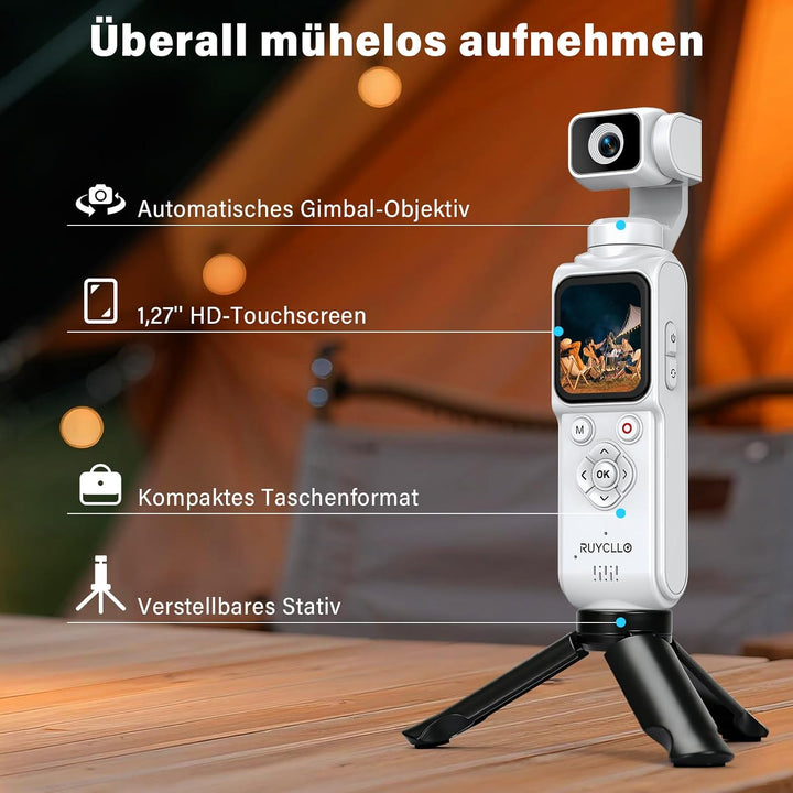 Action Kamera 4K, Vlog Kamera mit 1,72-Zoll-Touchscreen und 2-Achsen Stabilisierung, Digitalkamera m
