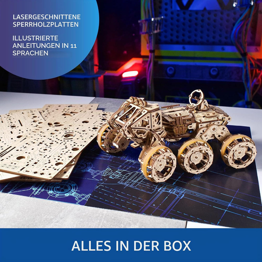 UGEARS Bemannter Mars Rover - Modellbausatz Erwachsene - 3D Holzpuzzle Mars Rover - Modellbau Holzba