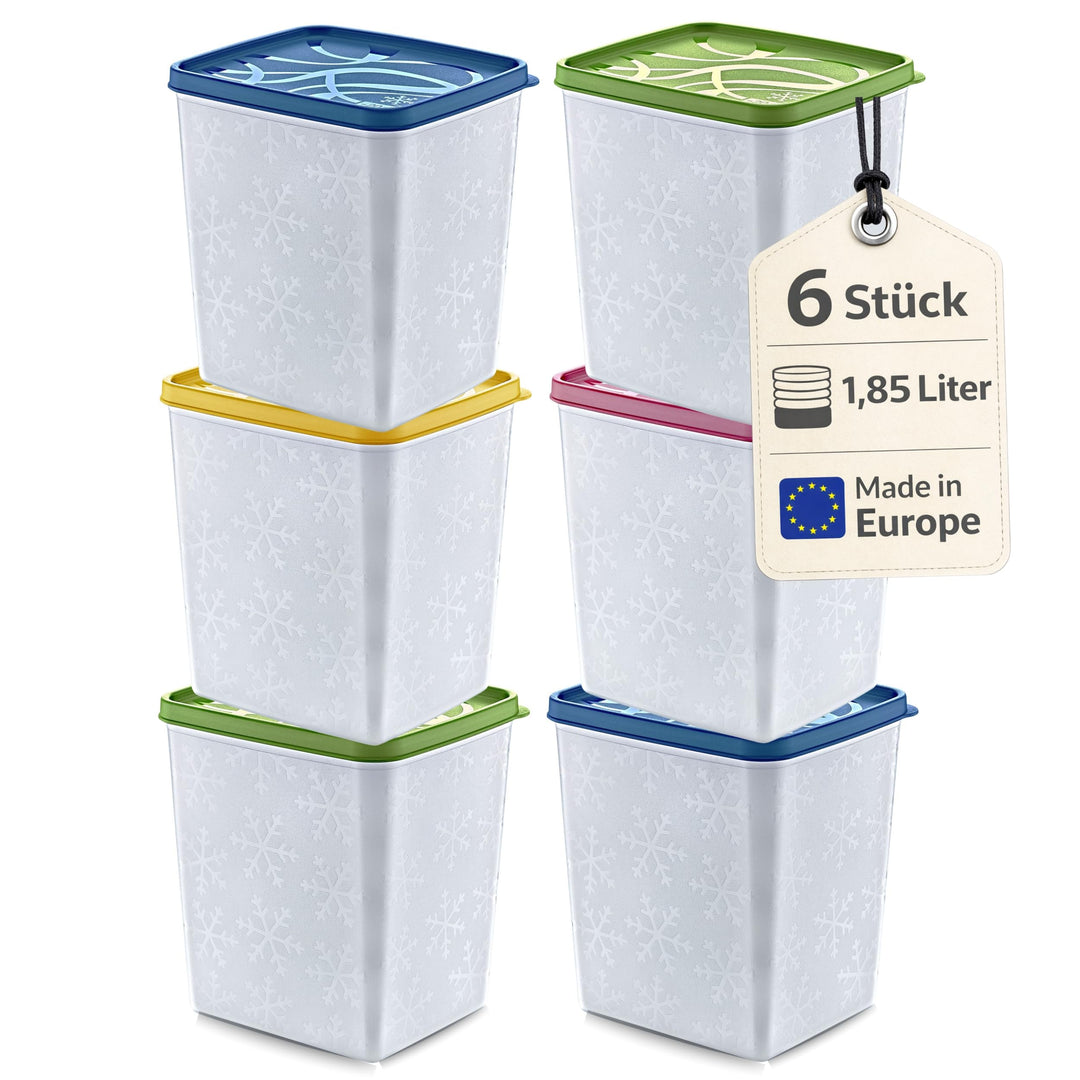 Annastore 6 x hochwertige Tiefkühldosen von -20°C bis + 100°C - Gefrierdosen - Luftdicht - Tiefkühlb