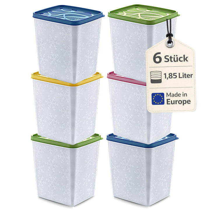 Annastore 6 x hochwertige Tiefkühldosen von -20°C bis + 100°C - Gefrierdosen - Luftdicht - Tiefkühlb