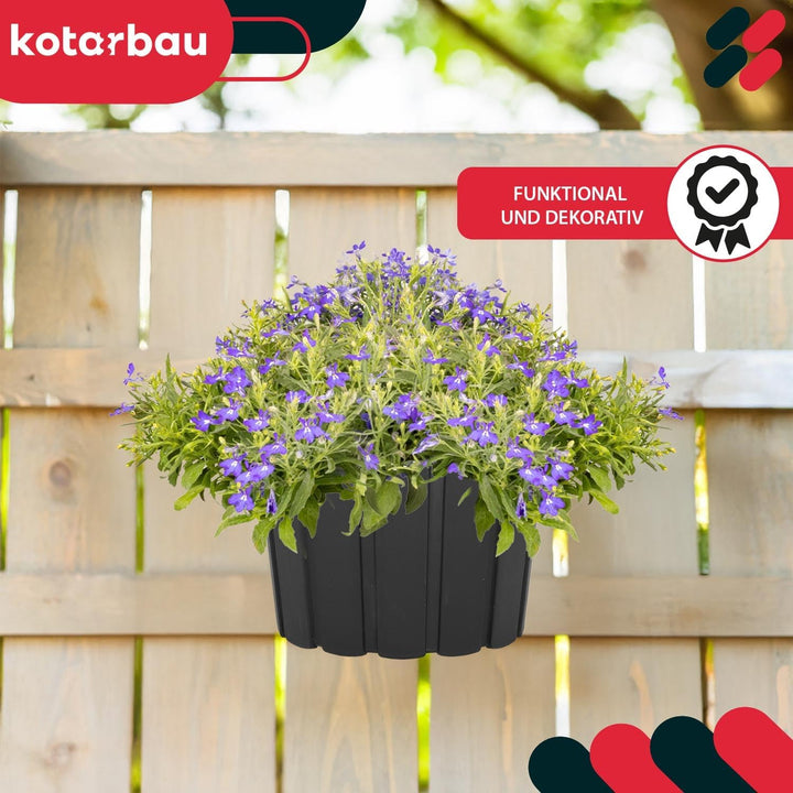 KOTARBAU® 6er Set Blumentopf Hängend - Pflanzkübel - ⌀ 15 cm H: 13 cm Anthrazit - Übertopf Kunststof