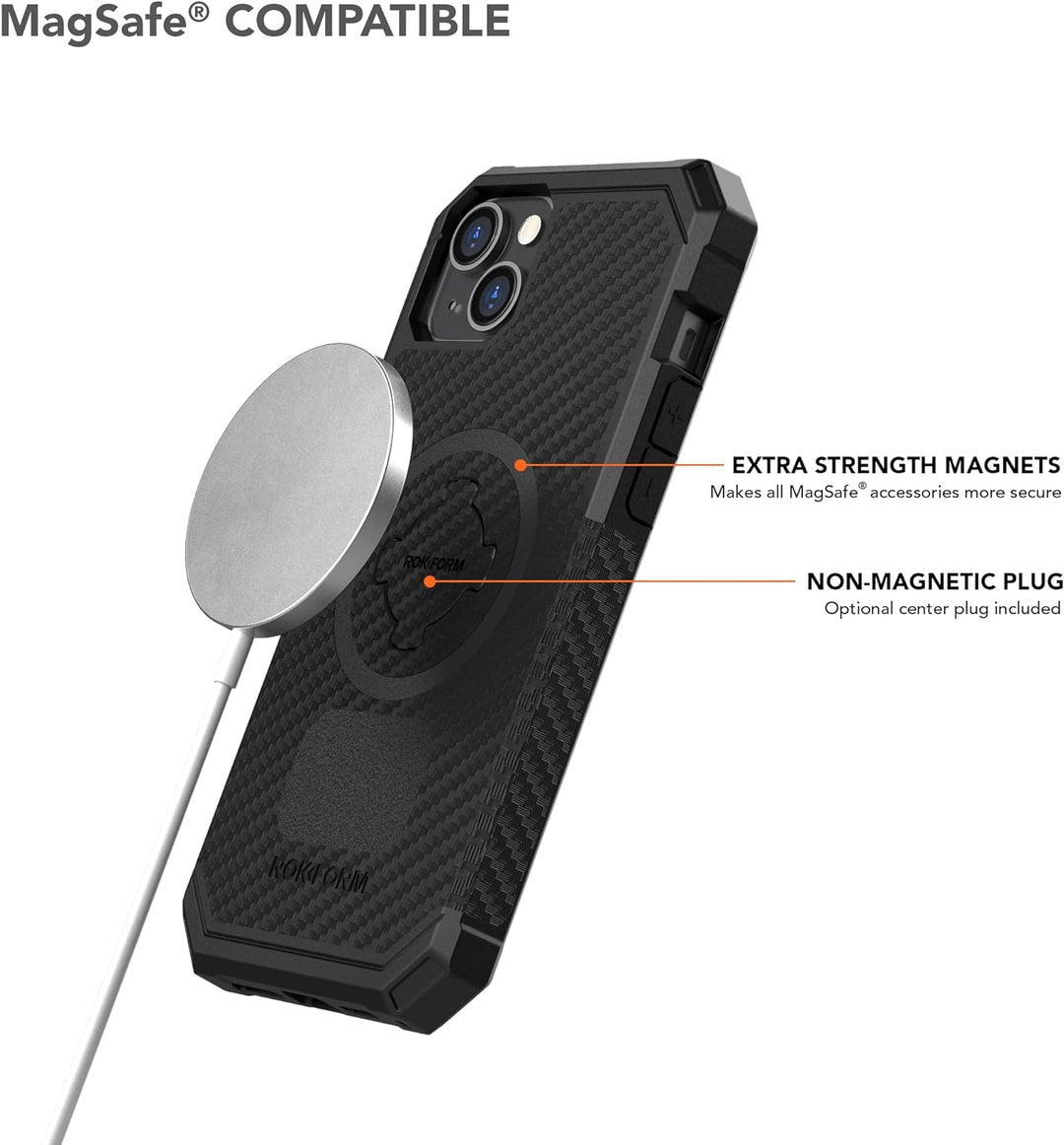 Rokform - iPhone 14 Plus Hülle, Rugged Serie, magnetisch + MagSafe kompatibel, iPhone Cover mit RokL