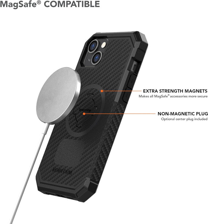 Rokform - iPhone 14 Plus Hülle, Rugged Serie, magnetisch + MagSafe kompatibel, iPhone Cover mit RokL