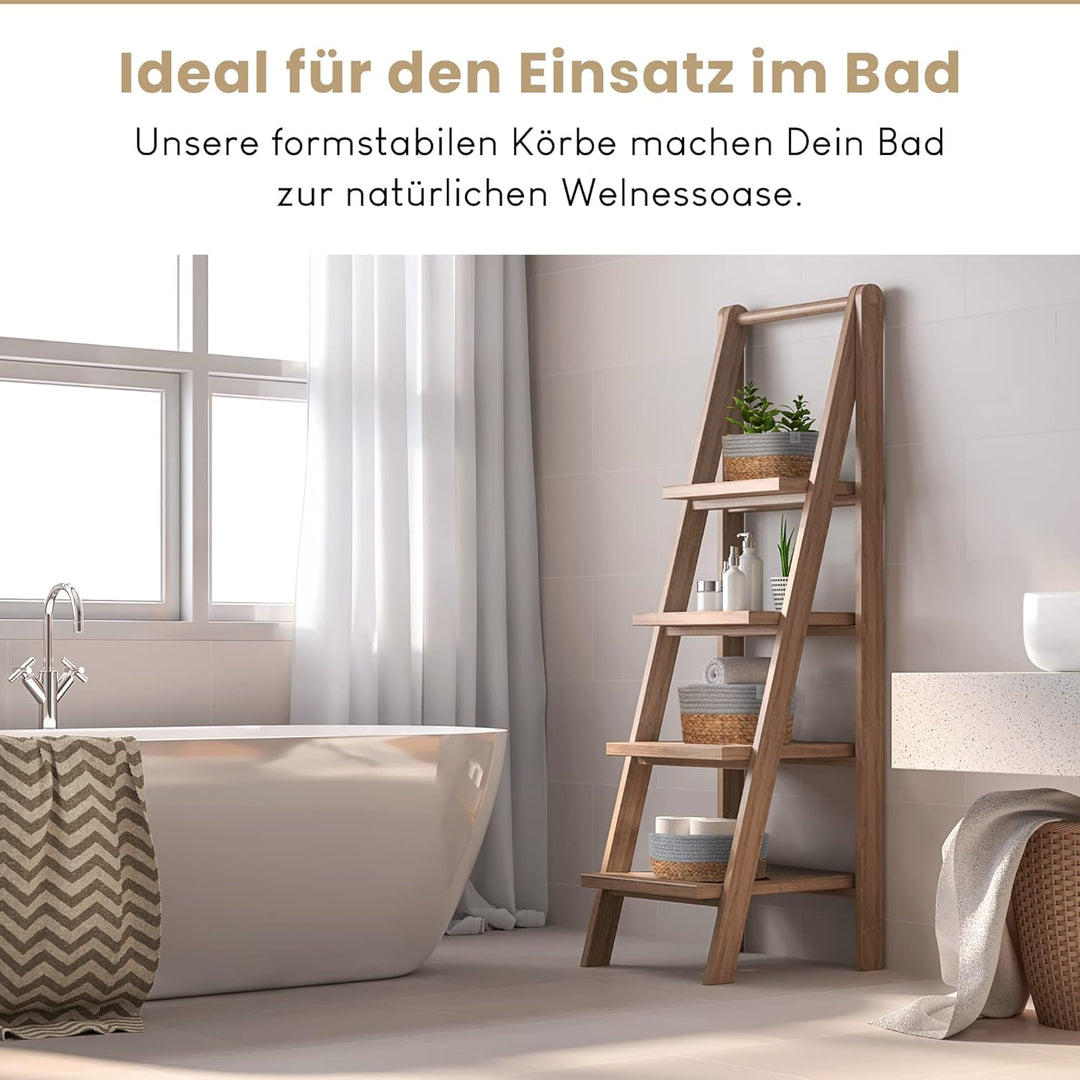 NORDIS DESIGN Aufbewahrungskörbe 3er Set aus Wasserhyazinthe und Baumwolle, Bad Aufbewahrungskorb ge