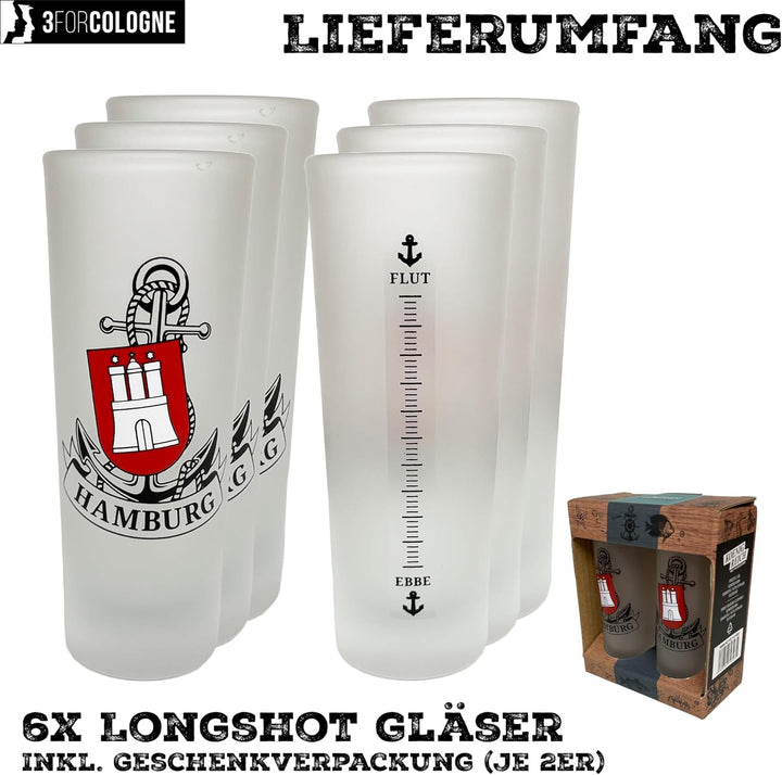 3forCologne Schnapsgläser 6,5cl | 6er Set | Hamburg Anker | Pinnchen, Shotgläser, Tequila, Vodka, Ob