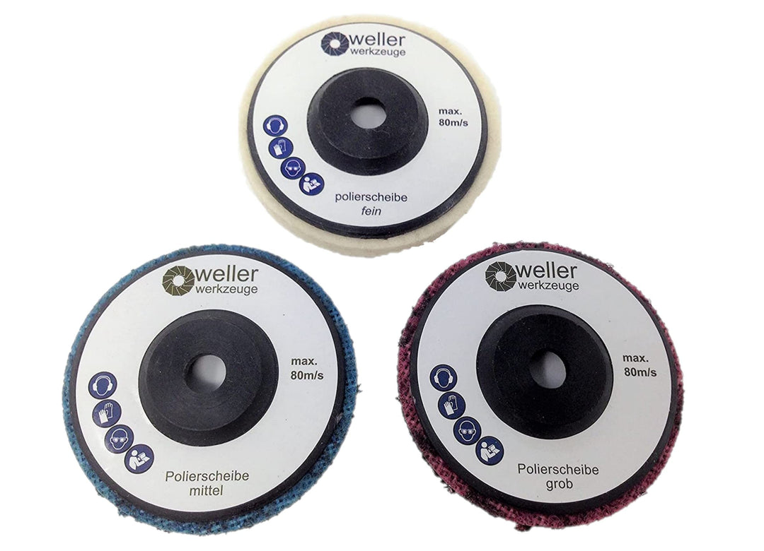 3x Polierscheibe Set Polierrad passend für Bosch GWS 10,8 10 8 12V 12 76 Berner Würth BTI Zubehör ak