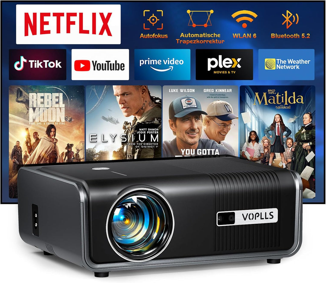 Smart Beamer【Android TV & Autofokus/Keystone 】 Full HD 1080P 23000 Lumen Beamer 4K Unterstützung, VO