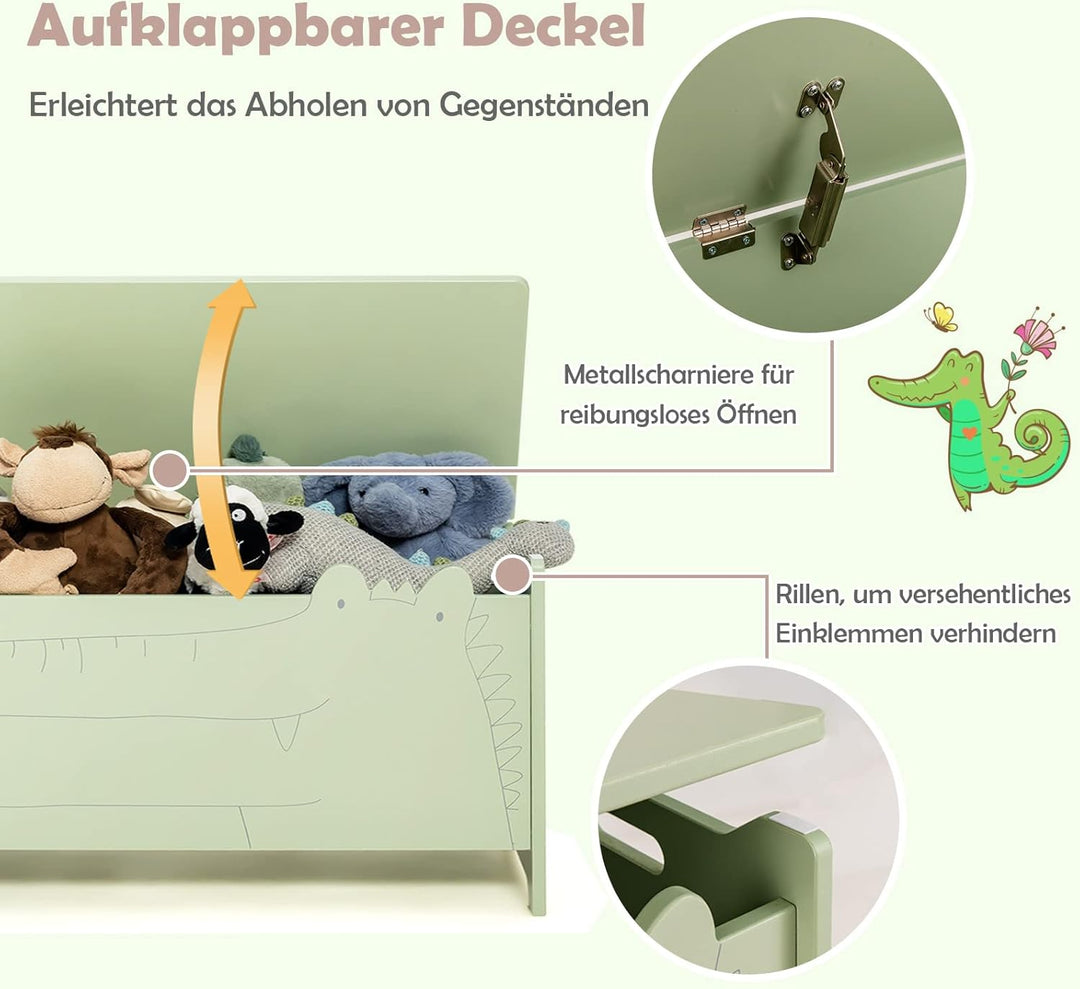 DREAMADE Spielzeugkiste aus Holz, 60x33x37,5cm, Sitzbank für Kinder, Spielzeugtruhe mit Stauraum und