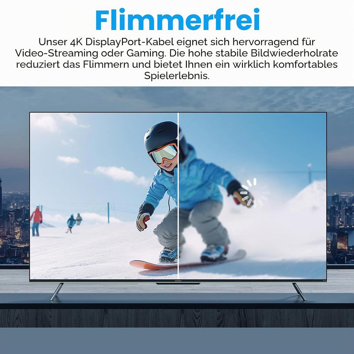 Thzzhnno DisplayPort Verlängerungskabel 5M, DisplayPort 4K Stecker auf Buchse Kabel Unterstützt 4K@6