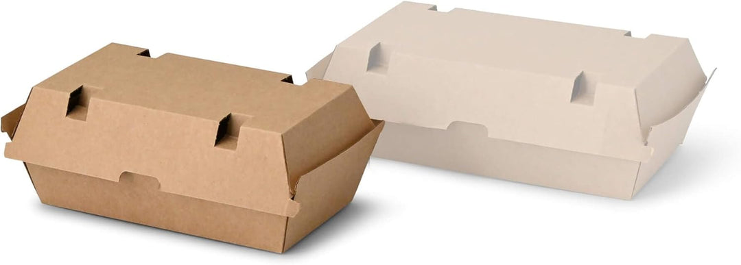 BIOZOYG Take Away Kraftkarton Box 200 Stück I robuste Fast Food Boxen mit hohem Klappdeckel I Snack