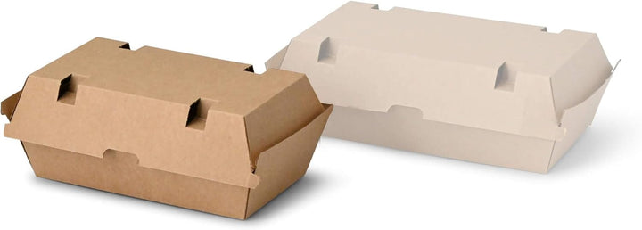BIOZOYG Take Away Kraftkarton Box 200 Stück I robuste Fast Food Boxen mit hohem Klappdeckel I Snack