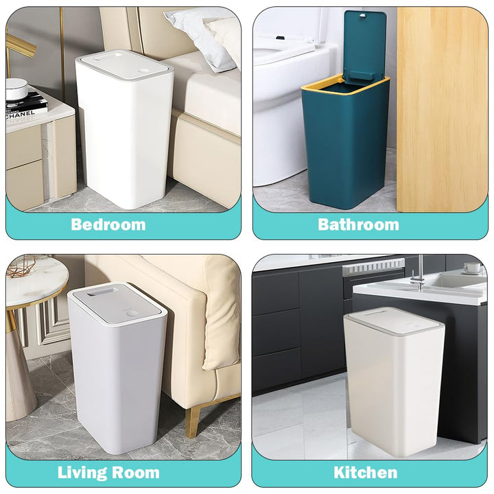 10 Liter Mülleimer Bad,Schmaler Mülleimer Küche mit Deckel,Geruchsdicht Abfalleimer Küche für Badezi