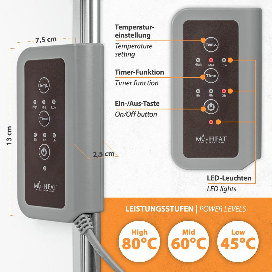 Mi-Heat Faltbares Aluminium Heizpaneel 53x108cm Infrarot Schreibtischheizung 350W bis 80°C Heizwand