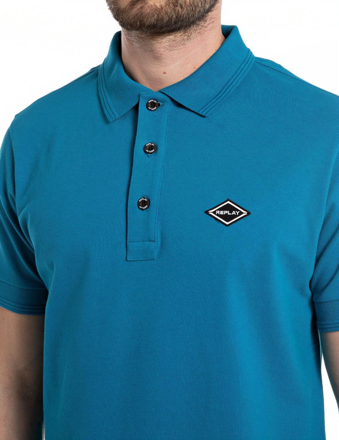 Replay Herren Polohemd XS Ming Blue 182, XS Ming Blue 182