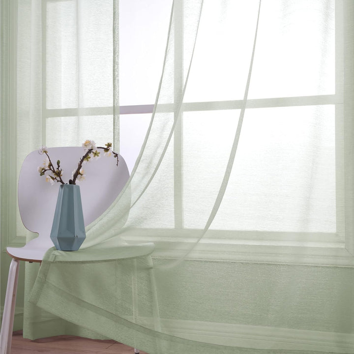 KOUFALL Badezimmer-Fenstervorhänge, kurz, klein, durchscheinend, Salbeigrün, 114 cm Länge H114.3 x B