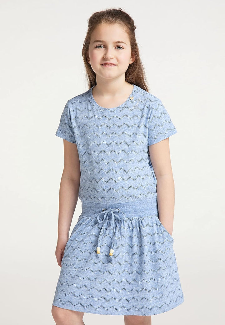 Ragwear MAGY Chevron Mädchen Kleid 128 Blau, 128 Blau