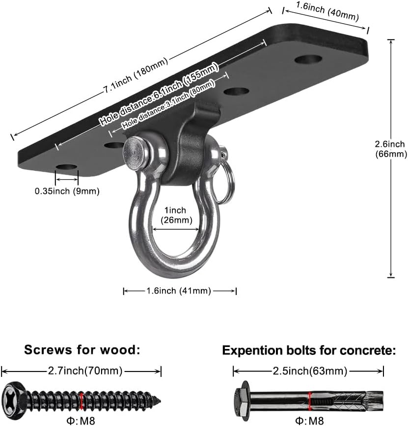 Dolibest Schwerer Taschen-Aufhänger, Wand-Deckenhalterung für Suspensionstrainer, Körpergewicht-Kraf