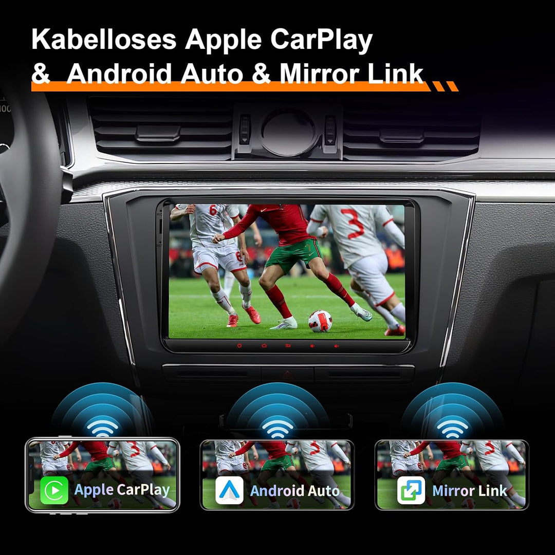 9’’ DAB Autoradio Android 14 für Golf 5/6, VW T5, Polo 6R, 4GB+64GB Wireless CarPlay, Android Auto,