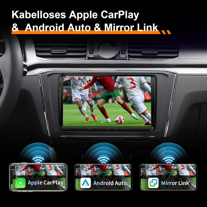 9’’ DAB Autoradio Android 14 für Golf 5/6, VW T5, Polo 6R, 4GB+64GB Wireless CarPlay, Android Auto,