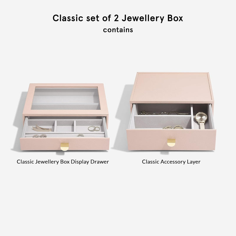 Stackers Blush Classic Jewellery Box - Set of 2 (with drawers) Blush Pink, Blush Pink