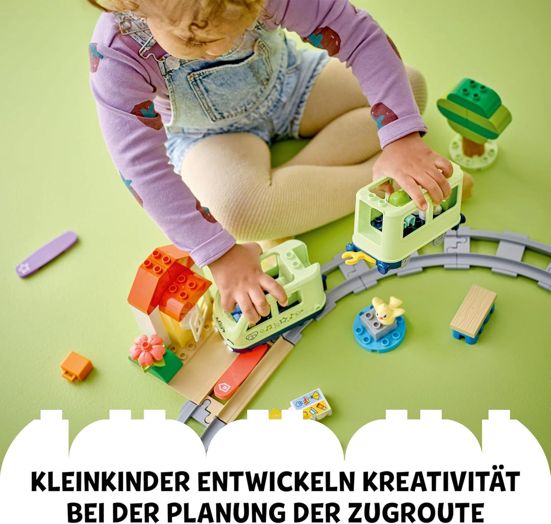 LEGO DUPLO Town Interaktive Abenteuer-Eisenbahn, Spielset mit Lichtern und Geräuschen für Rollenspie