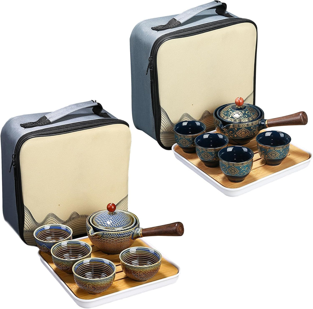 Reise-Tee-Set 360 ° rotierende Teekanne mit Anti-Scald-Griff Abnehmbarer chinesischer Tee-Set mit tr