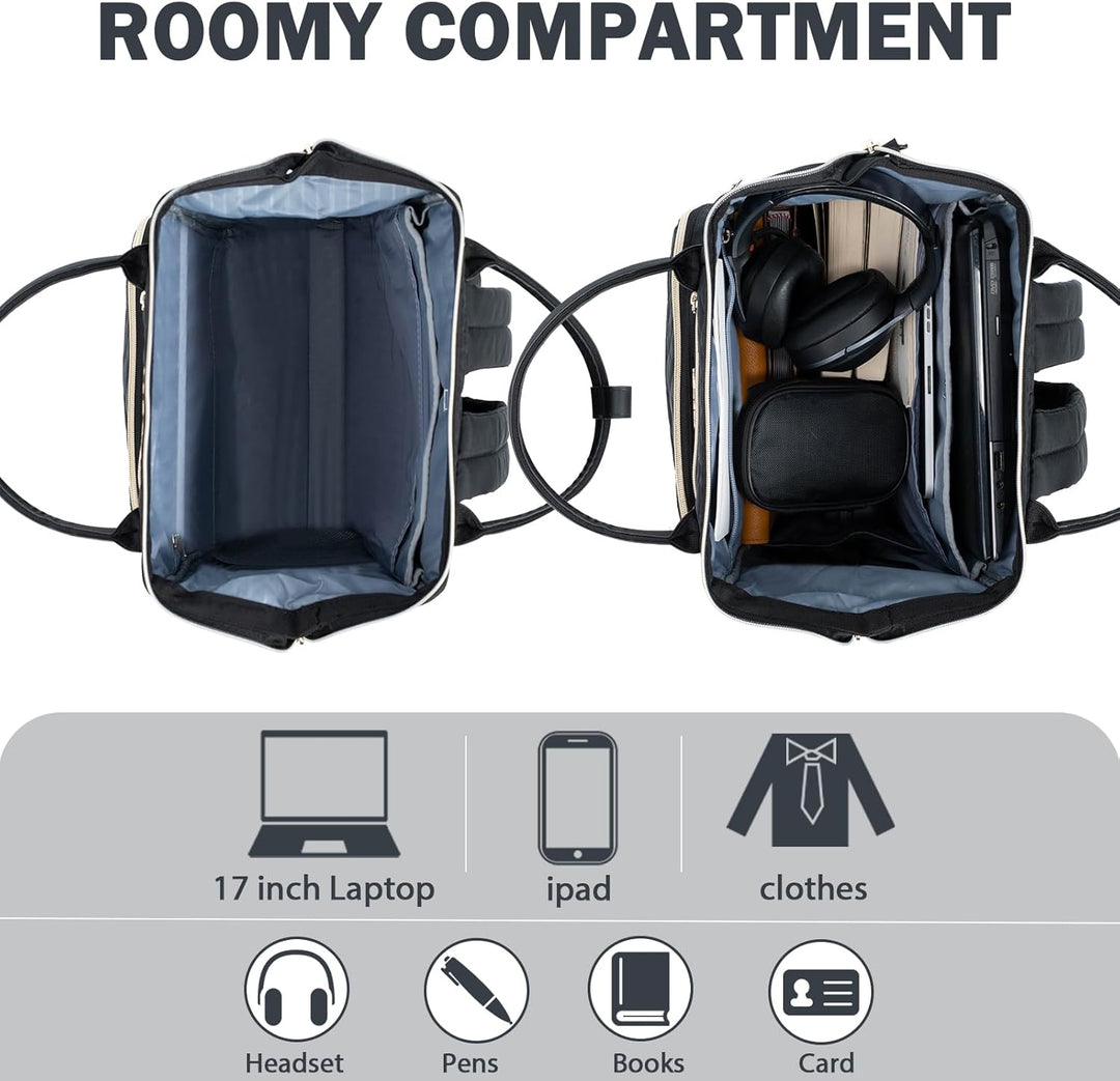 KROSER Laptop-Rucksack Damen 17 Zoll Business Schwarz, Schwarz