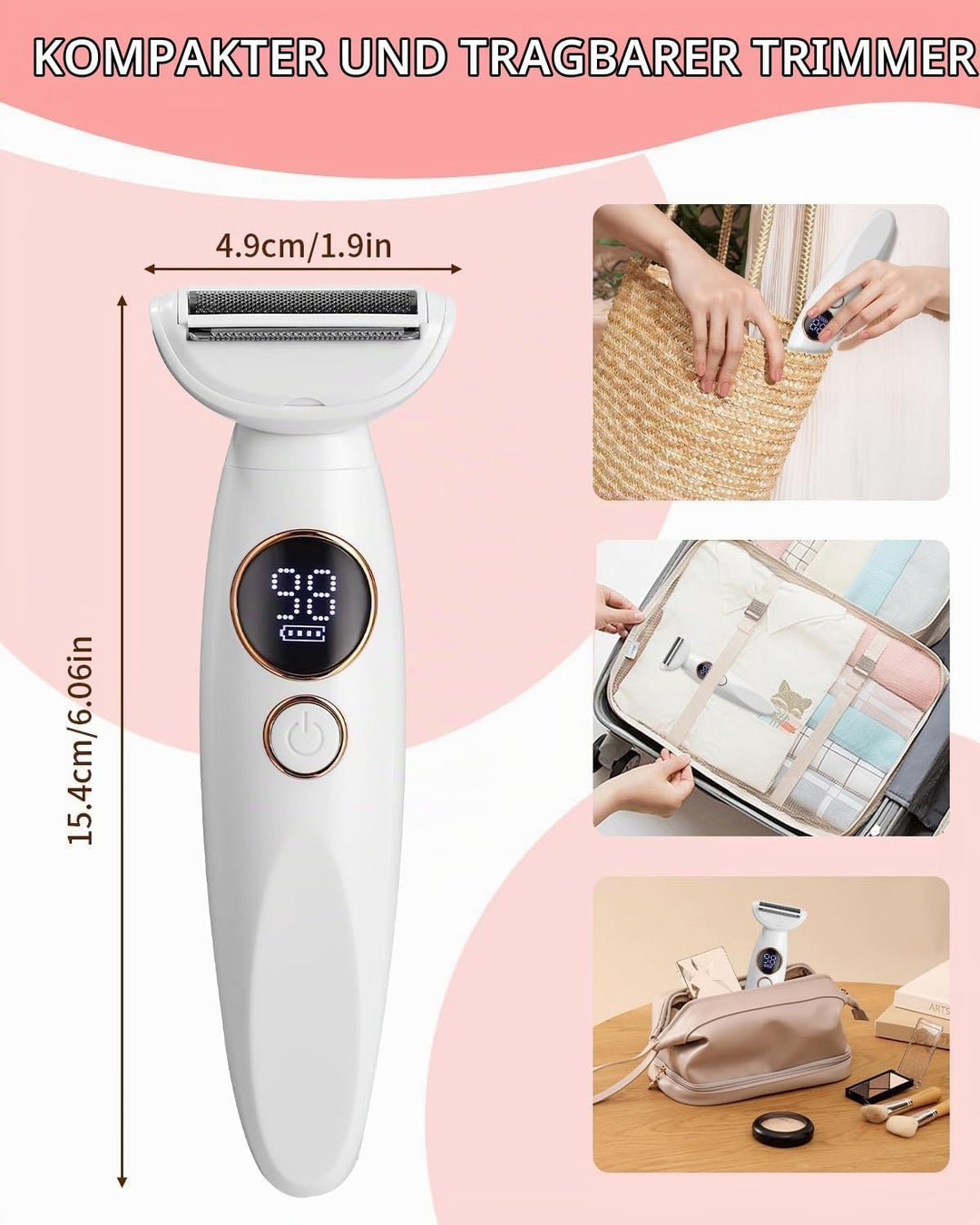 Rasierer Damen, 5-in-1 Intimrasierer für Frauen, Damenrasierer Elektrisch, mit USB-Ladestation, Rasi