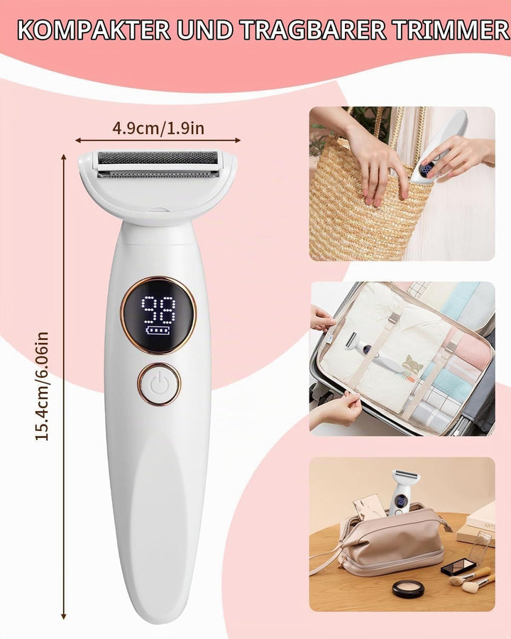Rasierer Damen, 5-in-1 Intimrasierer für Frauen, Damenrasierer Elektrisch, mit USB-Ladestation, Rasi