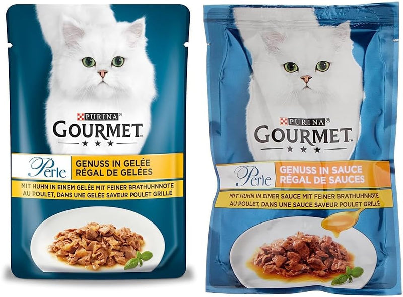 PURINA Gourmet Perle Genuss in Gelee Katzenfutter nass mit Huhn & feiner Brathuhnnote 26er Pack (26