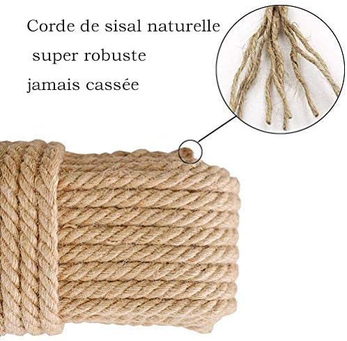 Aoneky Natur Sisal Seil 6mm/8mm/10mm, 10M-100M - Hanfseil für Kratzbaum, Dekoration, Geschenk Verpac