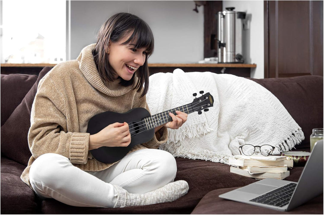 Classic Cantabile OV-04 BK Ukulele - Sopran-Ukulele im Roundback-Design - Mensur: 342 mm - Korpus un