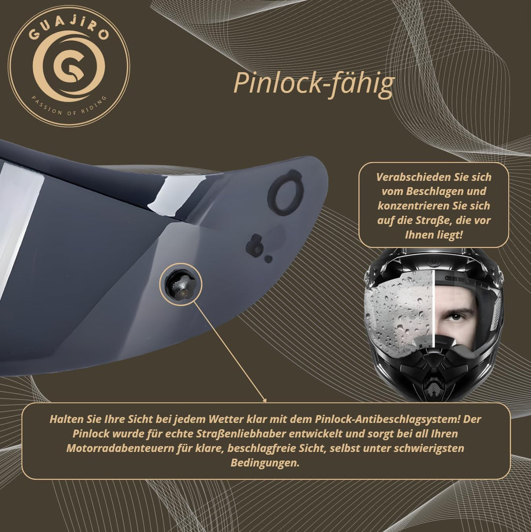 Guajiro - Visier Helm Kompatibel mit HJC HJ-26 | RPHA11 - HJC RPHA70 - (CARBON) | Motorradhelm Visie