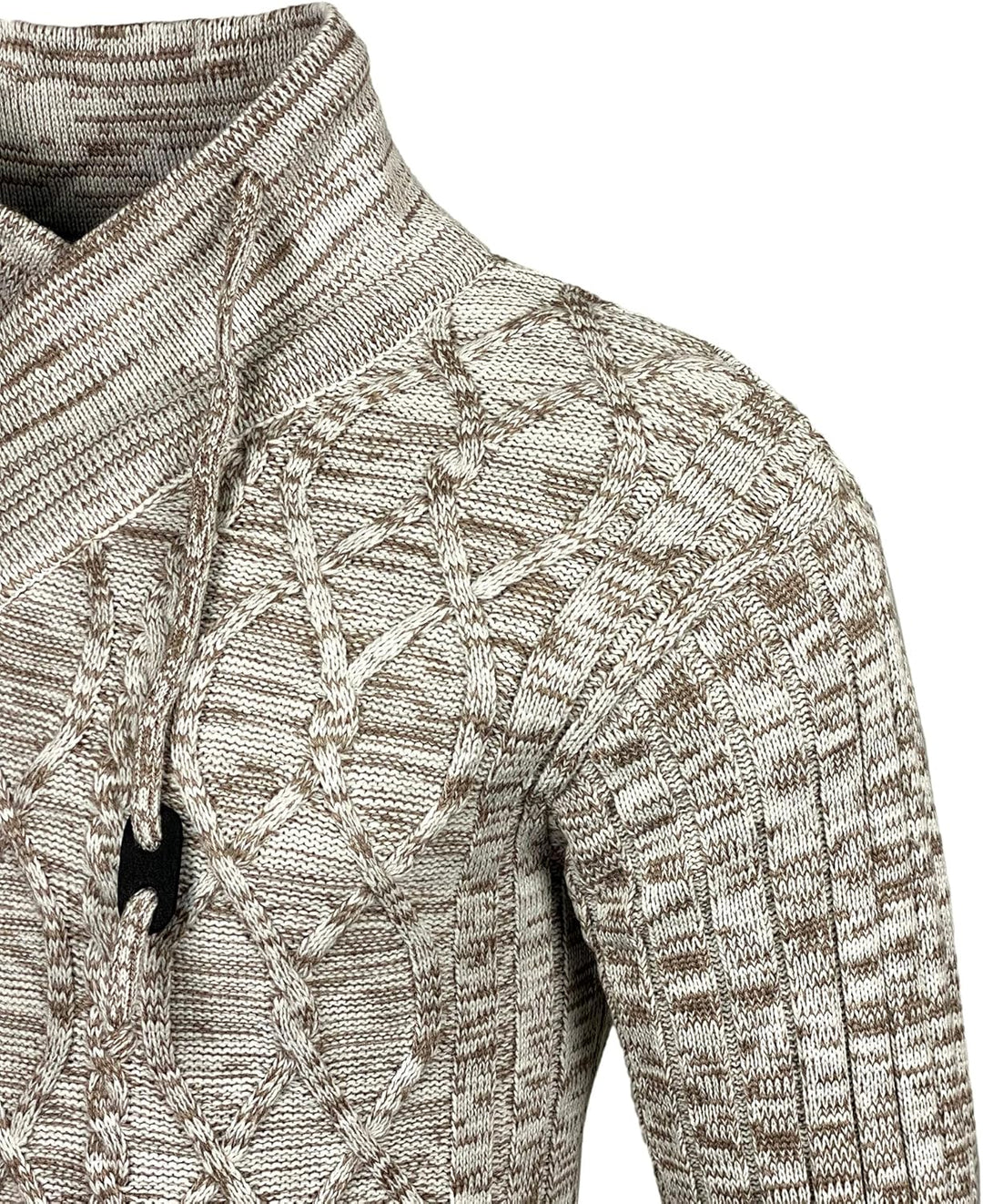 Subliminal Mode Herren Pullover aus grobem Strick mit Schalkragen BX292 XXL Beige, XXL Beige