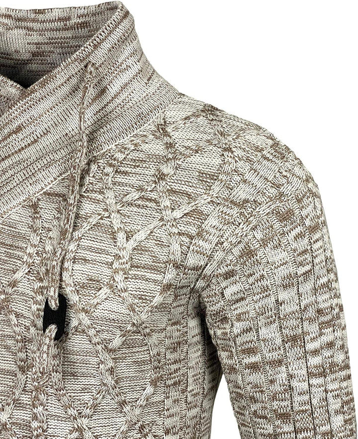 Subliminal Mode Herren Pullover aus grobem Strick mit Schalkragen BX292 XXL Beige, XXL Beige