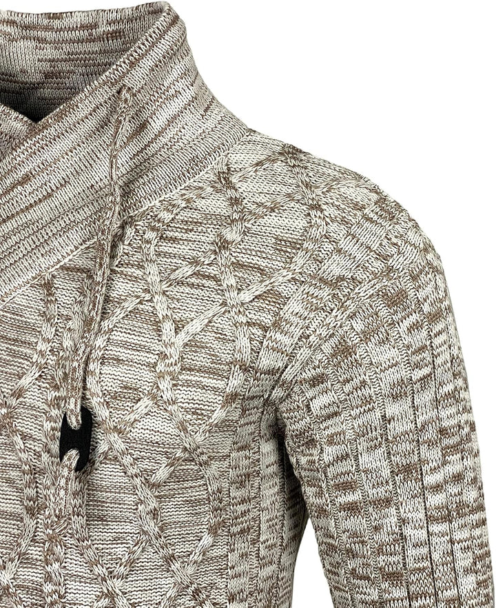 Subliminal Mode Herren Pullover aus grobem Strick mit Schalkragen BX292 XXL Beige, XXL Beige