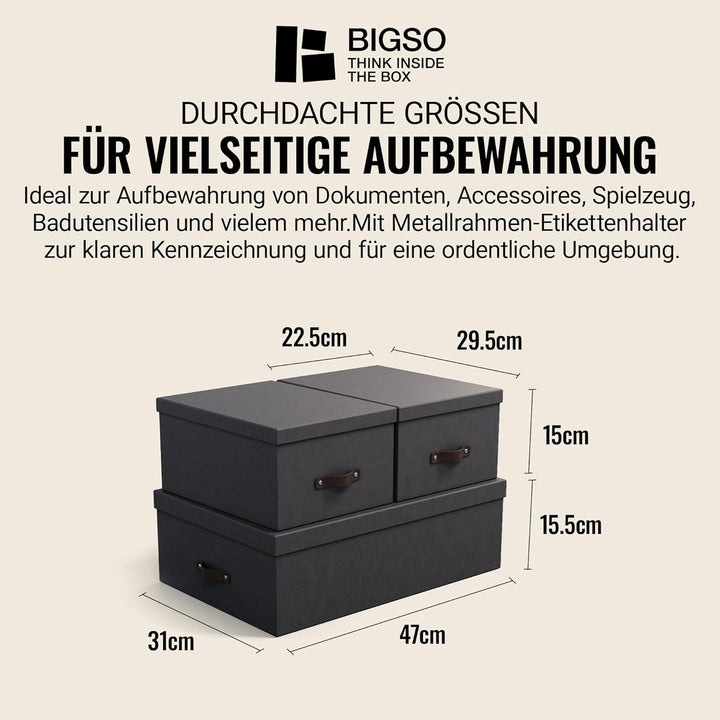 BIGSO BOX OF SWEDEN INGE 3er-Set Aufbewahrungsboxen für das Schlaf-, Kinder-, Arbeits- oder Badezimm