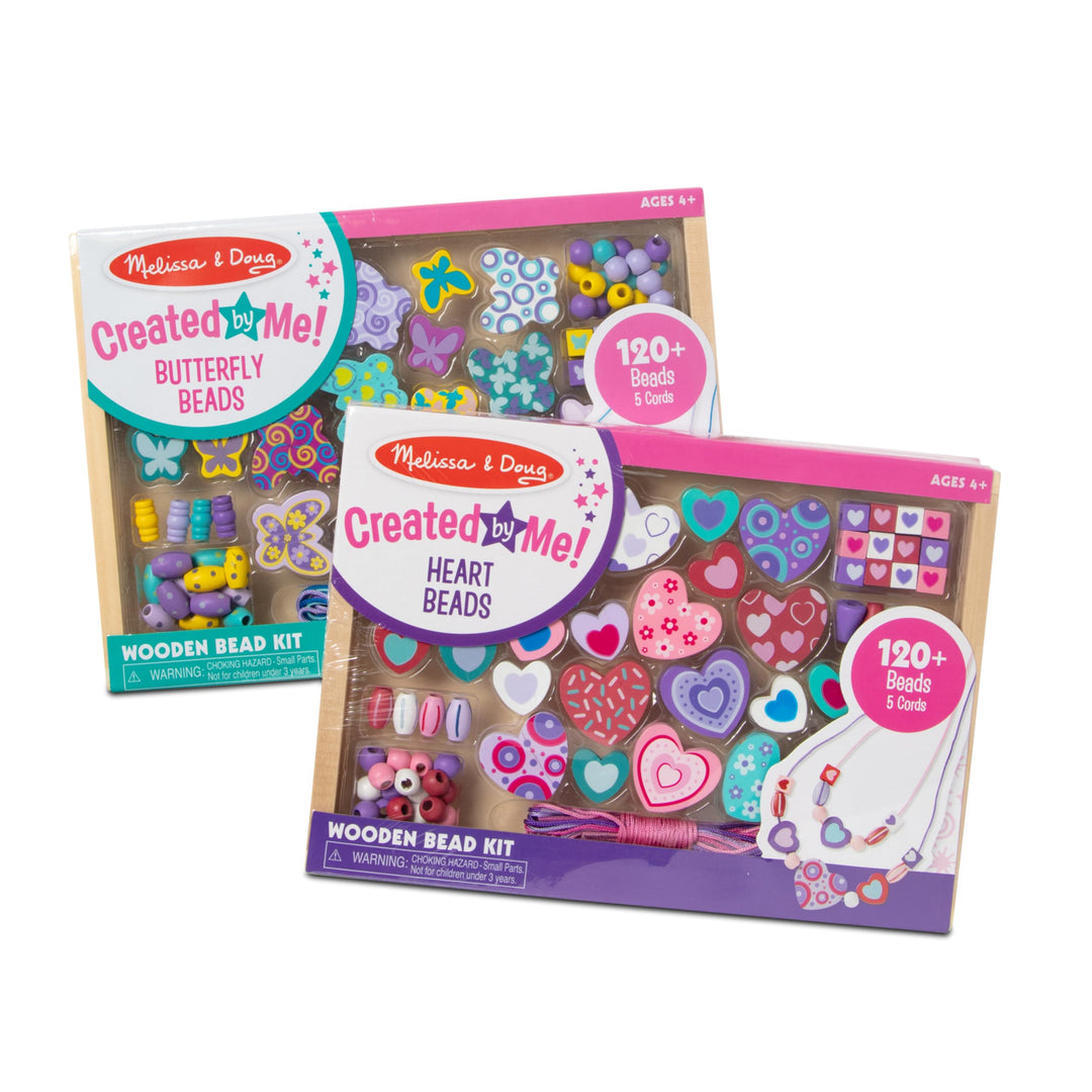Melissa & Doug Bead Set Bundle, 2-Pack Herz- und Schmetterlings-Perlen-Set, Herz- und Schmetterlings