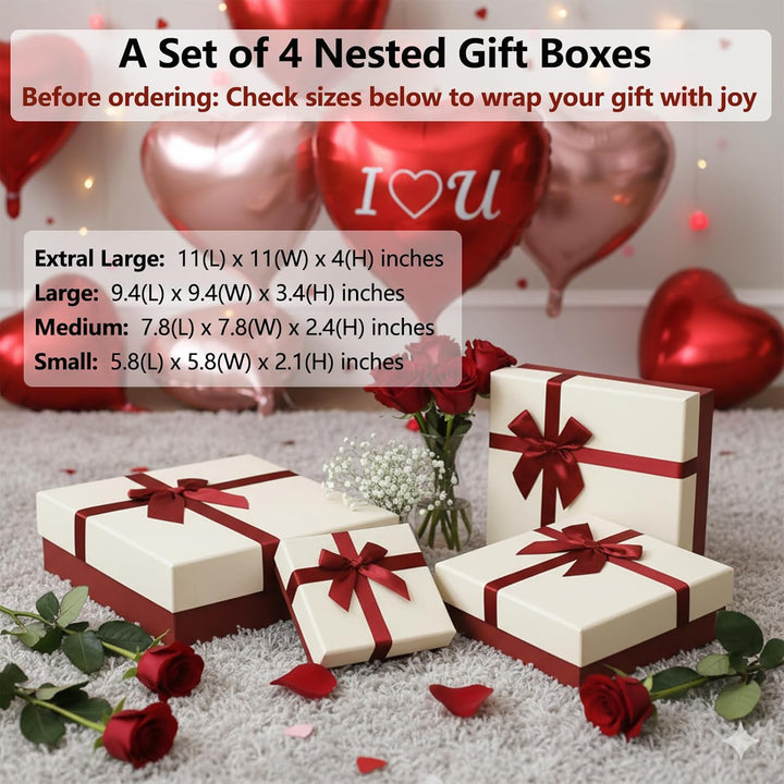 Eerbaier Geschenkboxen mit Deckel, 4 Boxen für Geschenke, Luxus-Geschenkboxen für Geschenke, dekorat