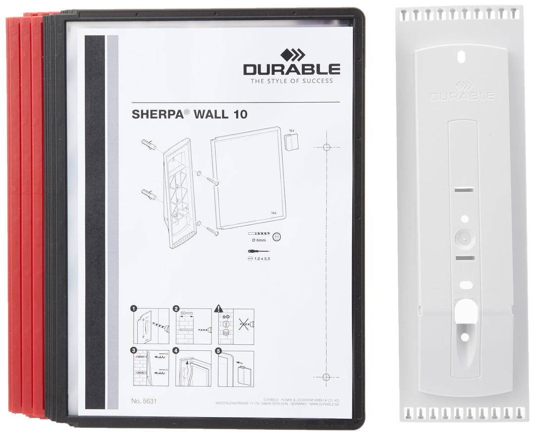 Durable Sichttafelsystem Sherpa Wall mit 10 Sichttafeln, 1 Stück, schwarz/rot, 563100 Wand 10 Tafeln