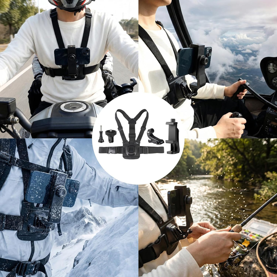 HSU Handy-Brusthalterung Brustgurt Handyhalterung, mit Schnellverschluss J-Hook Clip für Action Kame